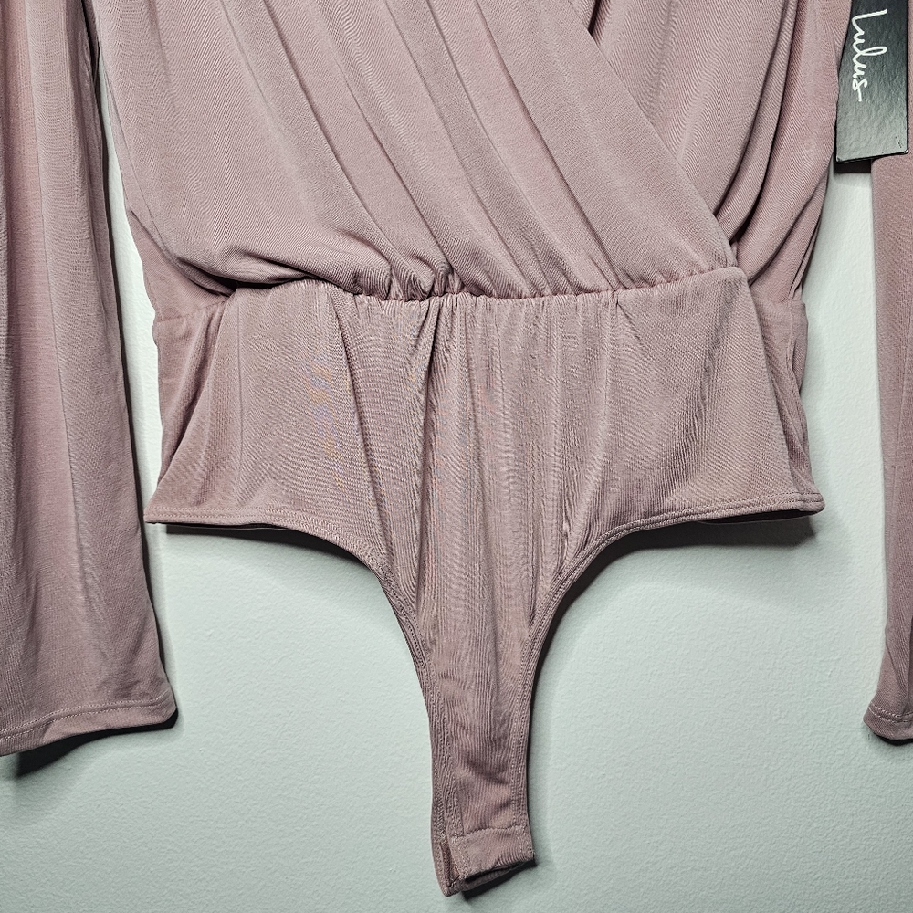 Lulus Striking Looks Blush Pink Long Sleeve Bodysuit Sz L - Picture 10 of 13